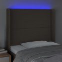 VidaXL Zagłówek do łóżka z LED, taupe, 93x16x118/128 cm, tkanina