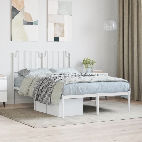 VidaXL Metalowa rama łóżka z wezgłowiem, biała, 120x200 cm