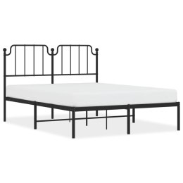 VidaXL Metalowa rama łóżka z wezgłowiem, czarna, 135x190 cm