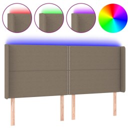 VidaXL Zagłówek do łóżka z LED, taupe, 203x16x118/128 cm, tkanina