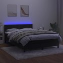 VidaXL Łóżko kontynentalne z materacem i LED, czarny aksamit 140x190cm