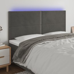 VidaXL Zagłówek do łóżka z LED, ciemnoszary, 160x5x118/128 cm, aksamit