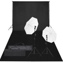 VidaXL Fotograficzny zestaw studyjny z lampami i tłem