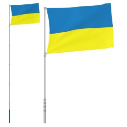 VidaXL Flaga Ukrainy z masztem, 5,55 m, aluminium