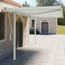 VidaXL Zestaw słupków do markizy, biały, 450x245 cm, żelazo