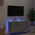 VidaXL Ścienna szafka TV z LED, szarość betonu, 80x35x41 cm