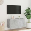 VidaXL Ścienna szafka TV z LED, szarość betonu, 80x35x41 cm