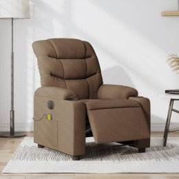 VidaXL Rozkładany fotel masujący, elektryczny, brązowy, tkanina