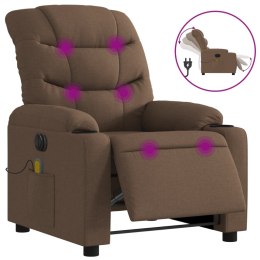 VidaXL Rozkładany fotel masujący, elektryczny, brązowy, tkanina