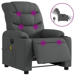 VidaXL Rozkładany fotel masujący, elektryczny, ciemnoszary, tkanina