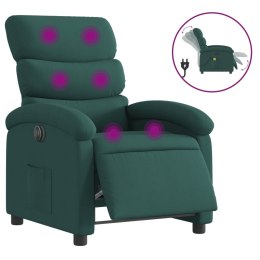 VidaXL Rozkładany fotel masujący, elektryczny, ciemnozielony, tkanina