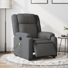 VidaXL Rozkładany fotel masujący, elektryczny, ciemnoszary, tkanina