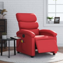 VidaXL Rozkładany fotel masujący, elektryczny, czerwony, ekoskóra