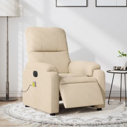 VidaXL Rozkładany fotel elektryczny, masujący, kremowy, mikrofibra