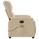 VidaXL Rozkładany fotel elektryczny, masujący, kremowy, mikrofibra