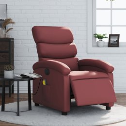 VidaXL Rozkładany fotel masujący, elektryczny, bordowy, sztuczna skóra
