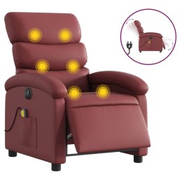 VidaXL Rozkładany fotel masujący, elektryczny, bordowy, sztuczna skóra