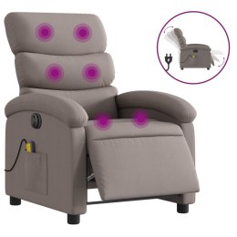 VidaXL Rozkładany fotel masujący, elektryczny, kolor taupe, tkanina