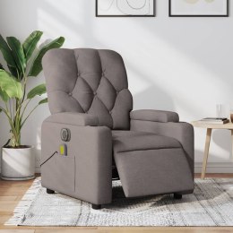 VidaXL Rozkładany fotel masujący, elektryczny, kolor taupe, tkanina