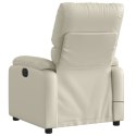 VidaXL Rozkładany fotel masujący, elektryczny, kremowy, sztuczna skóra