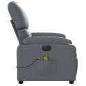 VidaXL Rozkładany fotel masujący, elektryczny, szary, sztuczna skóra