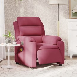 VidaXL Rozkładany fotel masujący, elektryczny, winna czerwień, aksamit