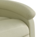 VidaXL Rozkładany fotel masujący, kremowy, skóra naturalna