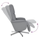 VidaXL Rozkładany fotel masujący z podnóżkiem, jasnoszary, tkanina