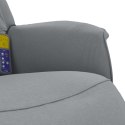 VidaXL Rozkładany fotel masujący z podnóżkiem, jasnoszary, tkanina