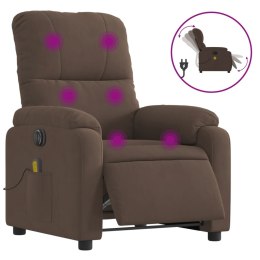 VidaXL Rozkładany fotel elektryczny, masujący, brązowy, mikrofibra