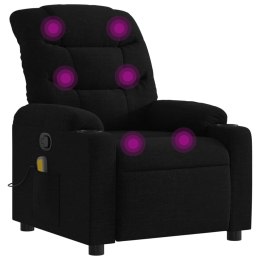 VidaXL Rozkładany fotel masujący, czarny, obity tkaniną