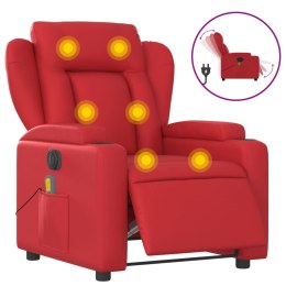 VidaXL Rozkładany fotel masujący, elektryczny, czerwony, ekoskóra