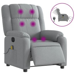 VidaXL Rozkładany fotel masujący, elektryczny, jasnoszary, tkanina