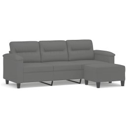 VidaXL 3-os. sofa z podnóżkiem, ciemnoszara, 180 cm, obita mikrofibrą