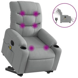 VidaXL Podnoszony fotel masujący, elektryczny, rozkładany, jasnoszary