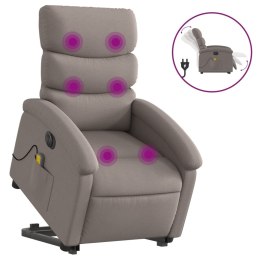 VidaXL Podnoszony fotel masujący, elektryczny, rozkładany, kolor taupe