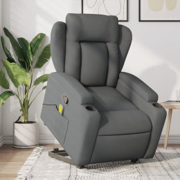 VidaXL Podnoszony fotel masujący, rozkładany, ciemnoszary, tkanina