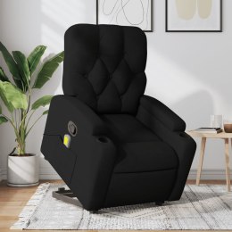 VidaXL Podnoszony fotel masujący, rozkładany, czarny, obity tkaniną