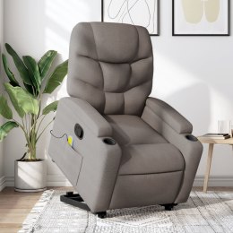 VidaXL Podnoszony fotel masujący, rozkładany, kolor taupe, tkanina