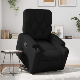 VidaXL Podnoszony fotel rozkładany, czarny, obity sztuczną skórą