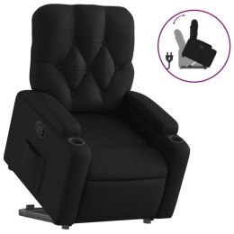 VidaXL Podnoszony fotel rozkładany, czarny, obity sztuczną skórą