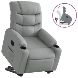 VidaXL Podnoszony fotel rozkładany, jasnoszary, obity tkaniną