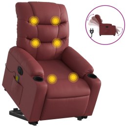 VidaXL Rozkładany fotel pionizujący z masażem, elektryczny, bordowy
