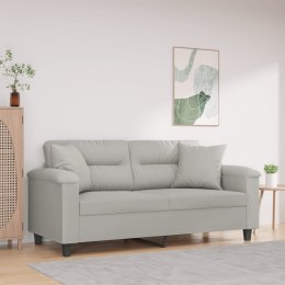 VidaXL 2-osobowa sofa z poduszkami, jasnoszara, 140 cm, mikrofibra