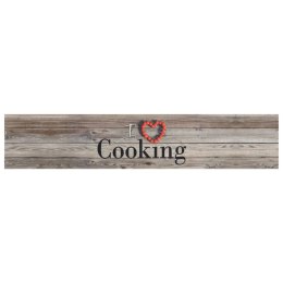 VidaXL Dywanik kuchenny, wzór z napisem Cooking, szary, 60x300 cm