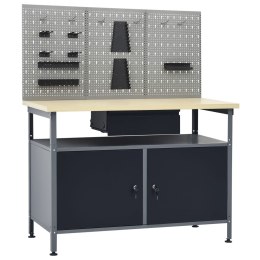 VidaXL Stół roboczy z trzema panelami ściennymi