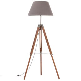 VidaXL Lampa podłogowa na trójnogu, brązowo-szara, tek, 141 cm