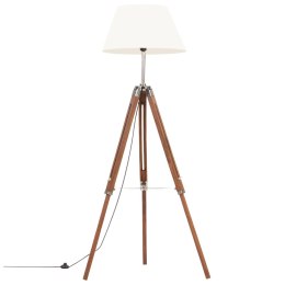 VidaXL Lampa podłogowa na trójnogu, brązowo-biała, tek, 141 cm