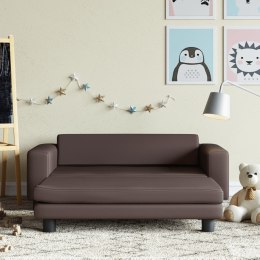 VidaXL Sofa dziecięca z podnóżkiem, brązowa, 100x50x30 cm, ekoskóra
