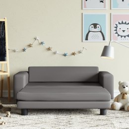 VidaXL Sofa dziecięca z podnóżkiem, szara, 100x50x30 cm, ekoskóra